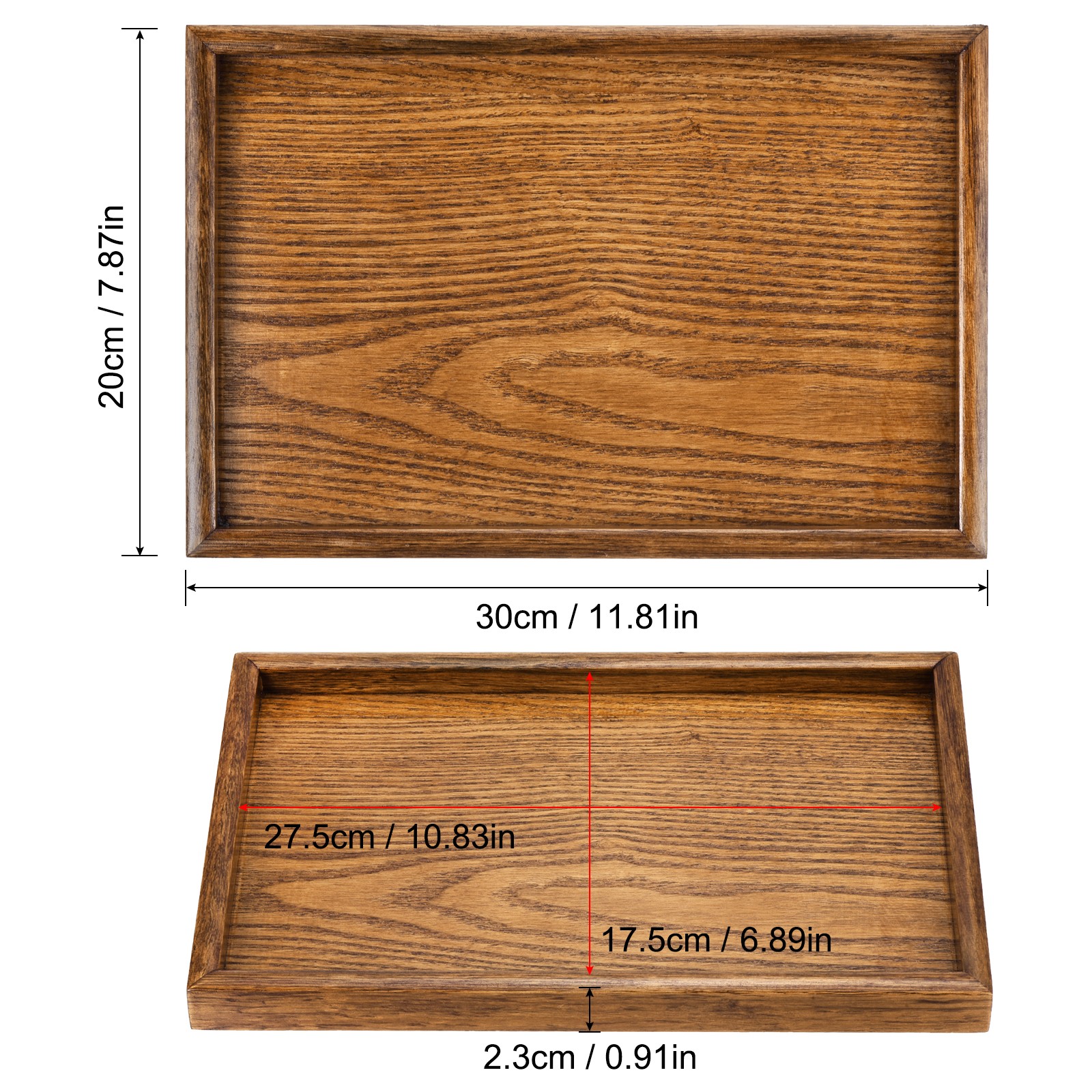 12"x8" Wood Serving Tray Rectangle Decorative Platter Home Kitchen Table Brown gallery