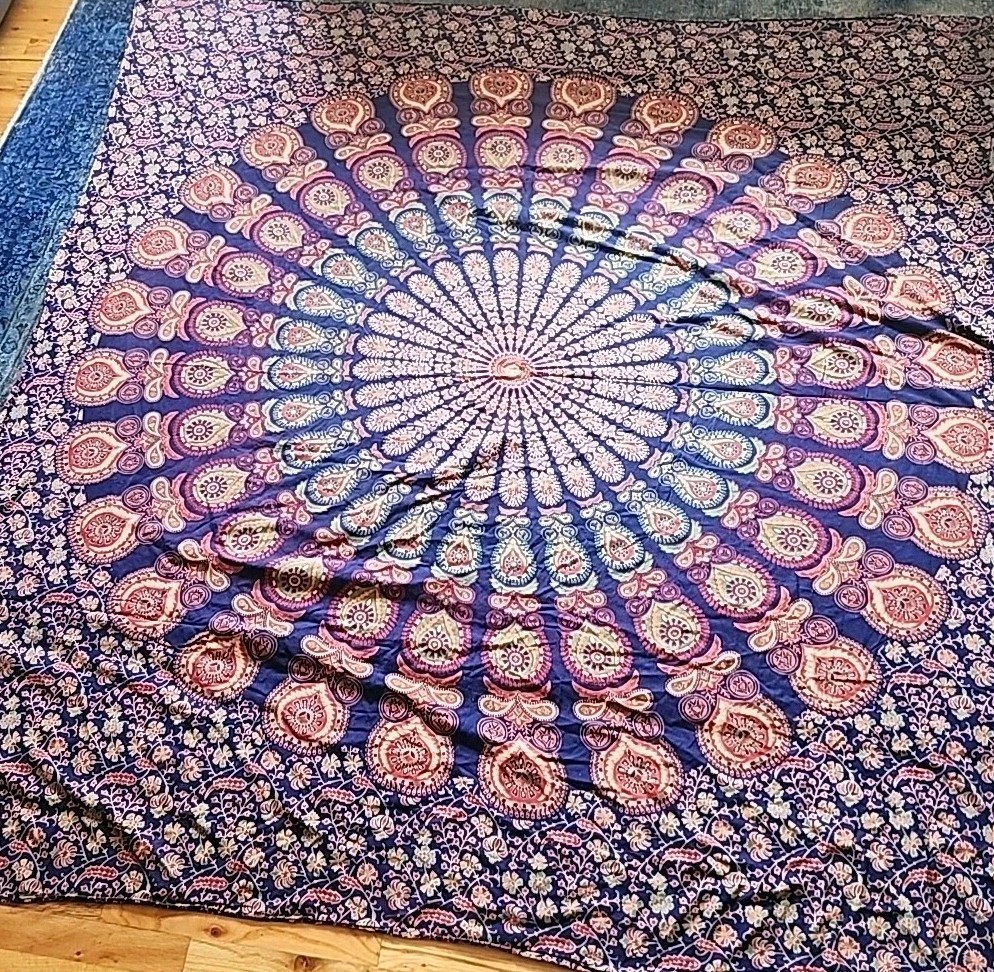 Wall Tapestry Made In India Mandala Floral 79x77" gallery
