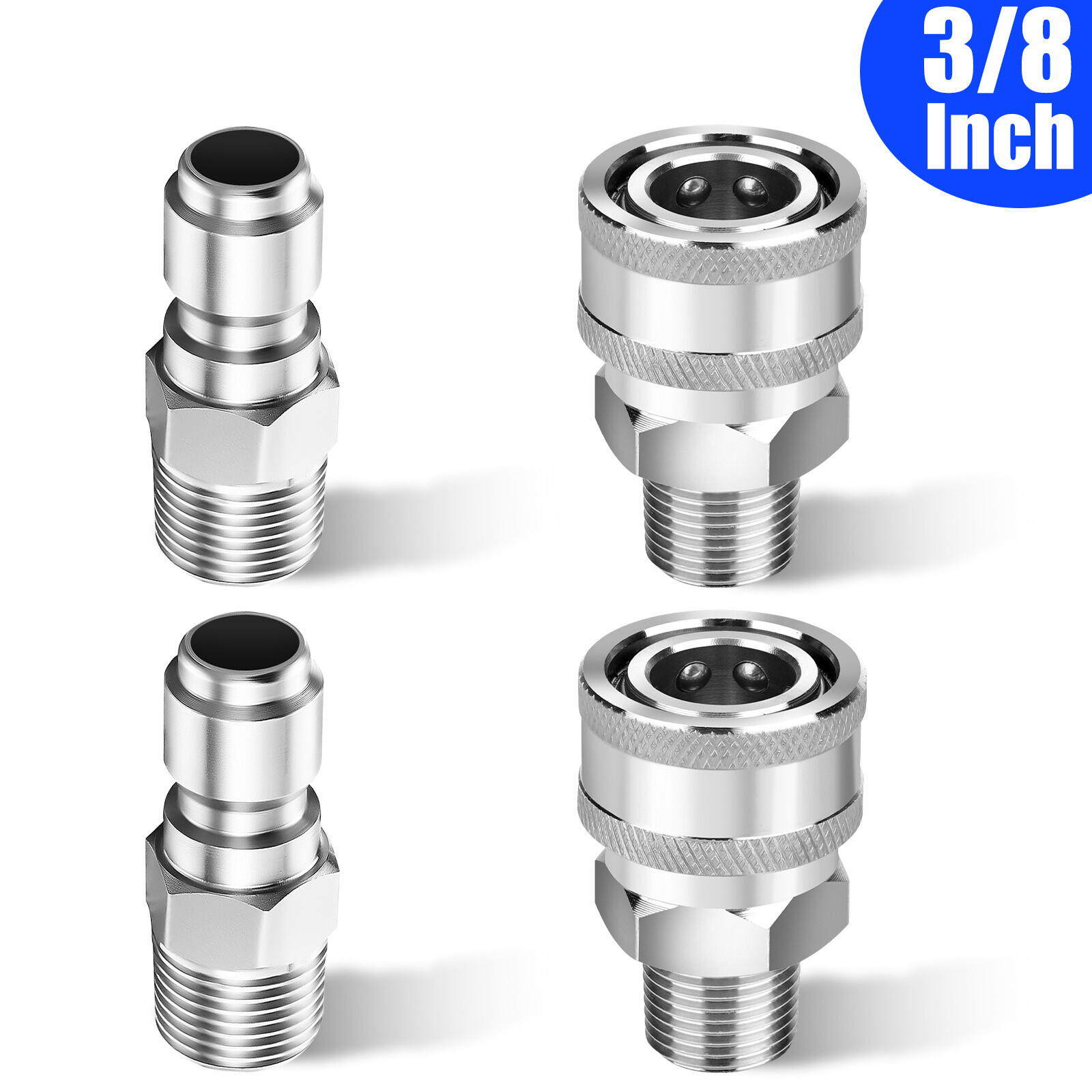 3/8inch Thread Fitting Pressure Washer Quick Connect Stainless Steel Adapter Set gallery