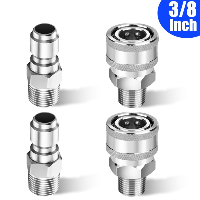 3/8inch Thread Fitting Pressure Washer Quick Connect Stainless Steel Adapter Set gallery