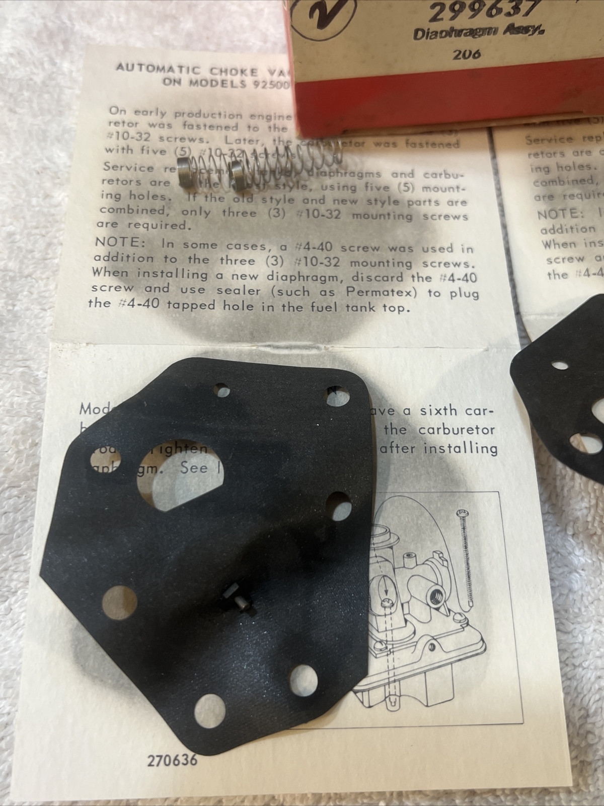 Briggs & Stratton Diaphragm Kit 299637 - OEM Packaging - New Old Stock X (2) gallery