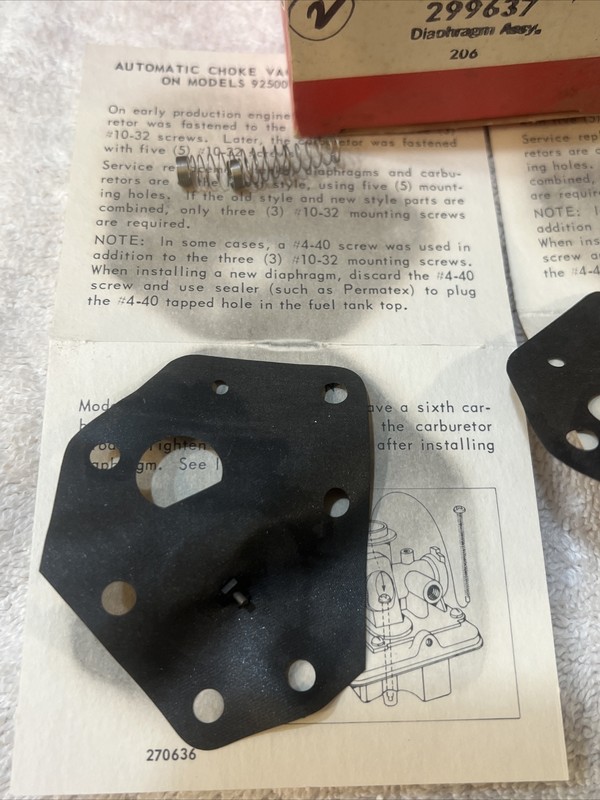 Briggs & Stratton Diaphragm Kit 299637 - OEM Packaging - New Old Stock X (2) gallery