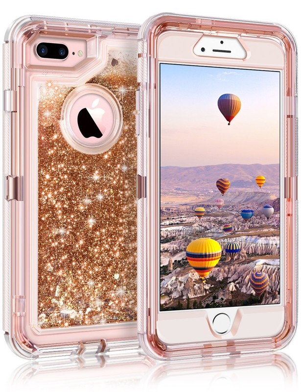 For iPhone 8 / 8 Plus Case Glitter Liquid Quicksand Military Shockproof Cover gallery