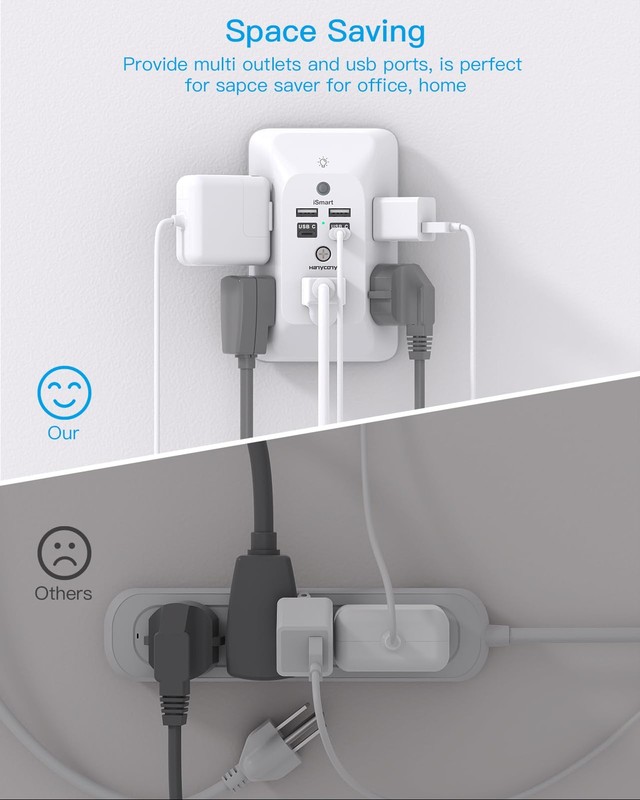 Multi Plug Outlet, Outlet Extender with 4 USB Ports (2 USB C) and Night Light gallery