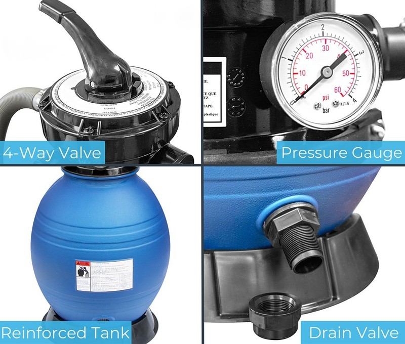 Rx Clear 12" Above Ground Swimming Pool Sand Filter System w/ ⅓ HP .35 THP Pump gallery