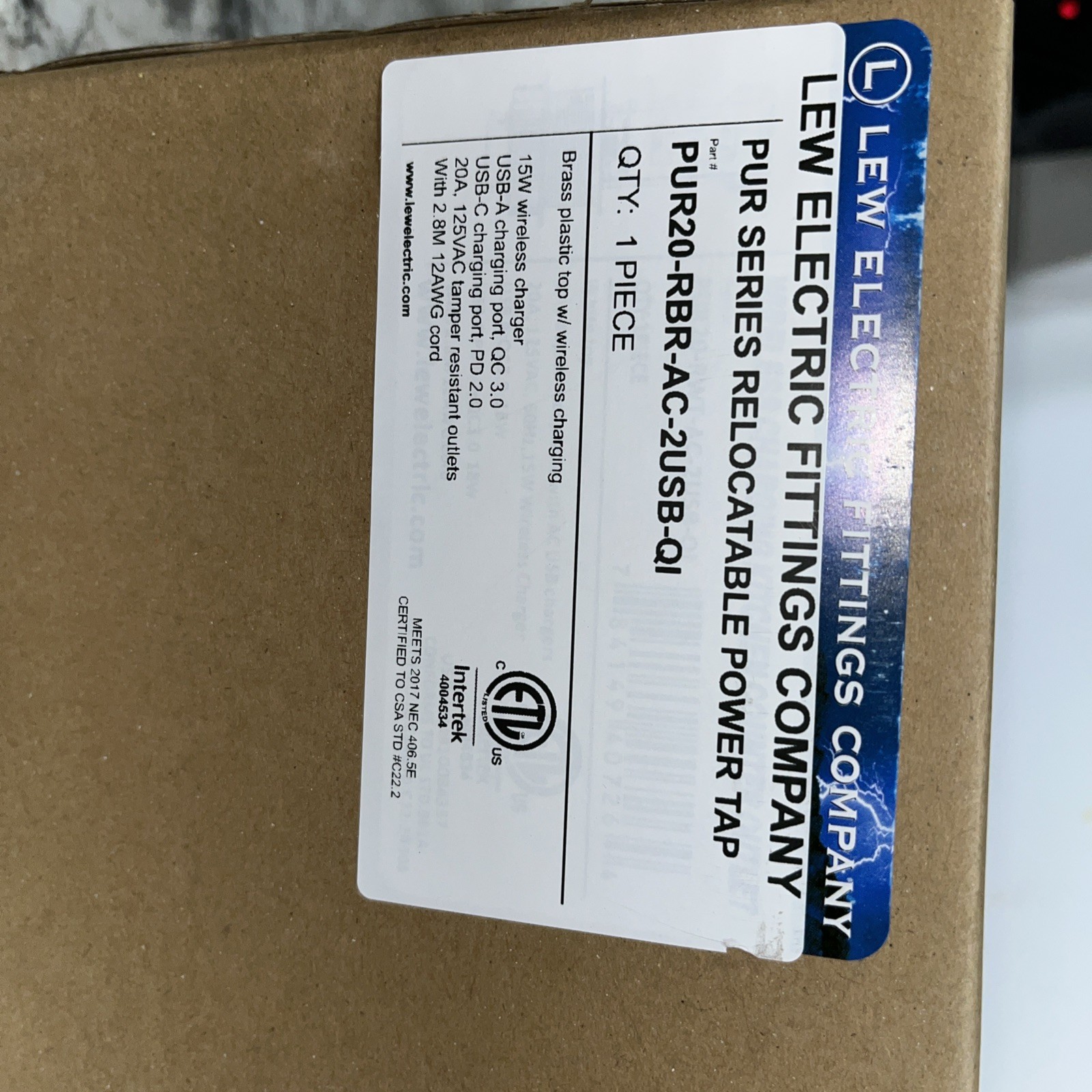 Lew PUR Series Relocatable Power Tap PUR20-RBR-AC-2USB-QI gallery
