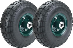 2 Pcs 10″ Flat Free Tires Solid Pneumatic Tires Wheels, 4.10/3.50-4 Air Less Tir