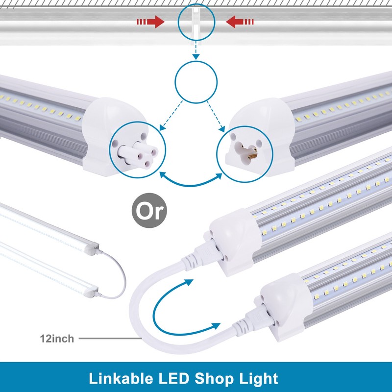 25PACK 2FT T8 Integrated LED Tube Light 6000K Clear Cooler Shop Light Linkable gallery