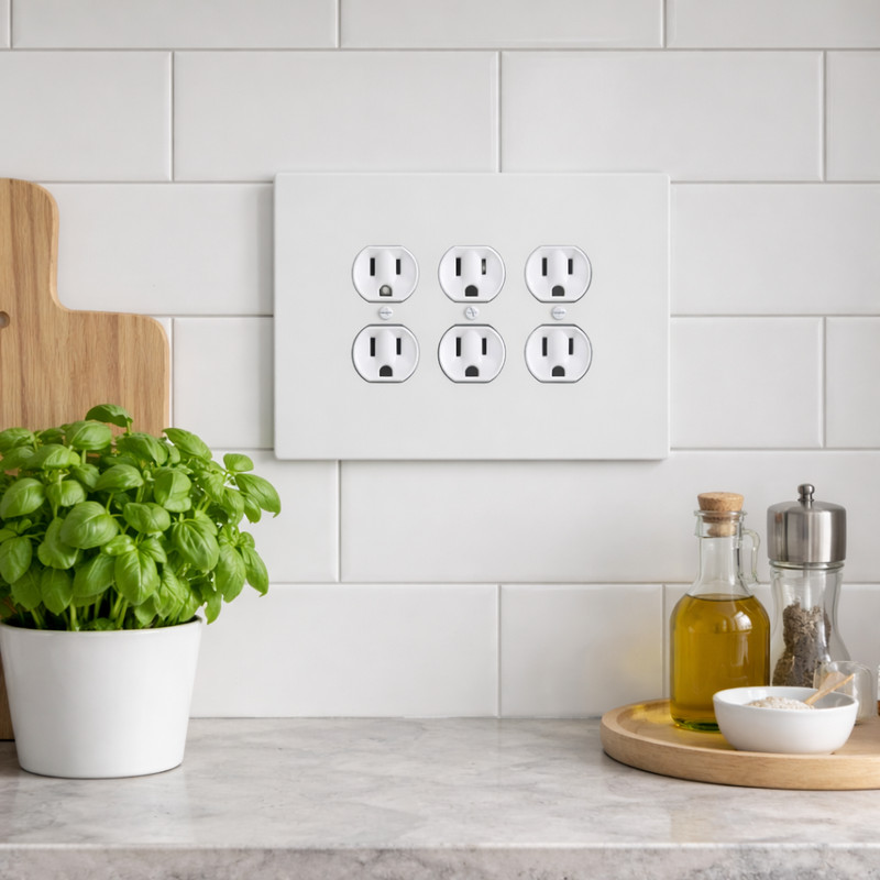 6"x8" Oversize Duplex Electrical Outlet Cover, Large Wall Plate, 3-Gang, White gallery