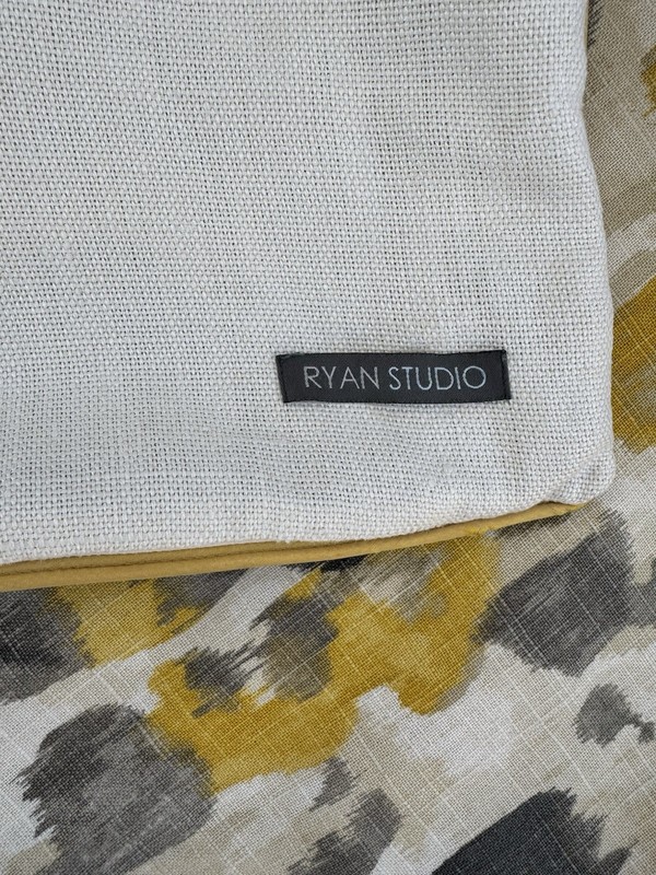 Throw Pillow Cover Ryan Studio Citrine Gold/Gray Off White Linen Rayon USA gallery