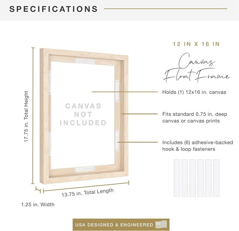 12x16 Canvas Float Frame Natural Woodgrain for Finished Canvases Vertical gallery