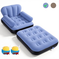 Inflatable Sofa Bed,5-in-1Foldable Thickened Flocked PVCBlow up Sofa with 2Pumps