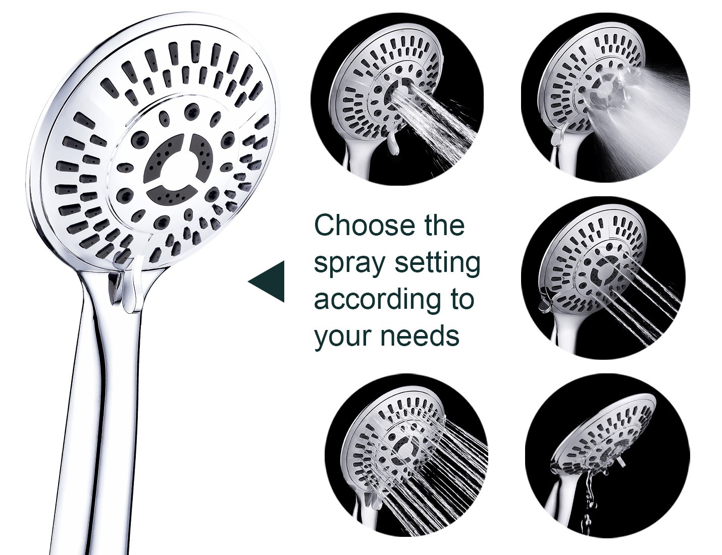 New Bright Showers Handheld Shower Head High Pressure 5 Functions, PSS5900-01 gallery
