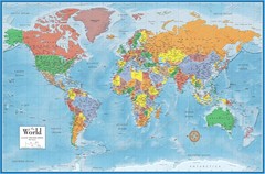 Swiftmaps World Premier Wall Map Poster Mural 24h x 36w