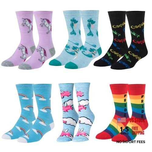 - Cute Silly Funny Design Crew Socks - Unisex Unique Graphic Medium B6-pride