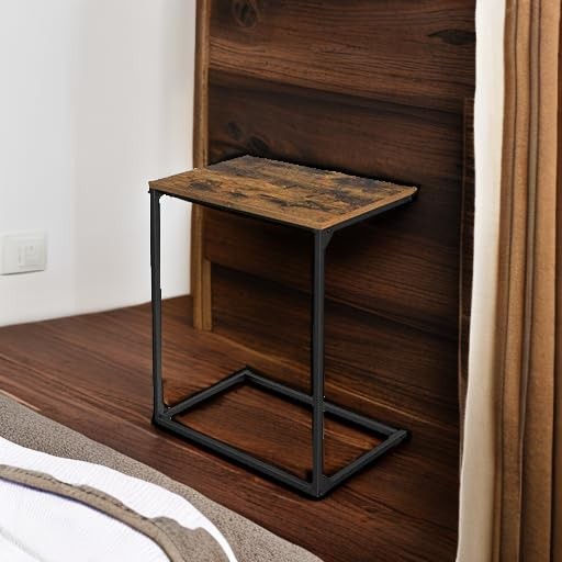 Rustic Brown/Black C Shape End Side Table 13.8x21.7x26 Inch ULNT52BX Couch gallery