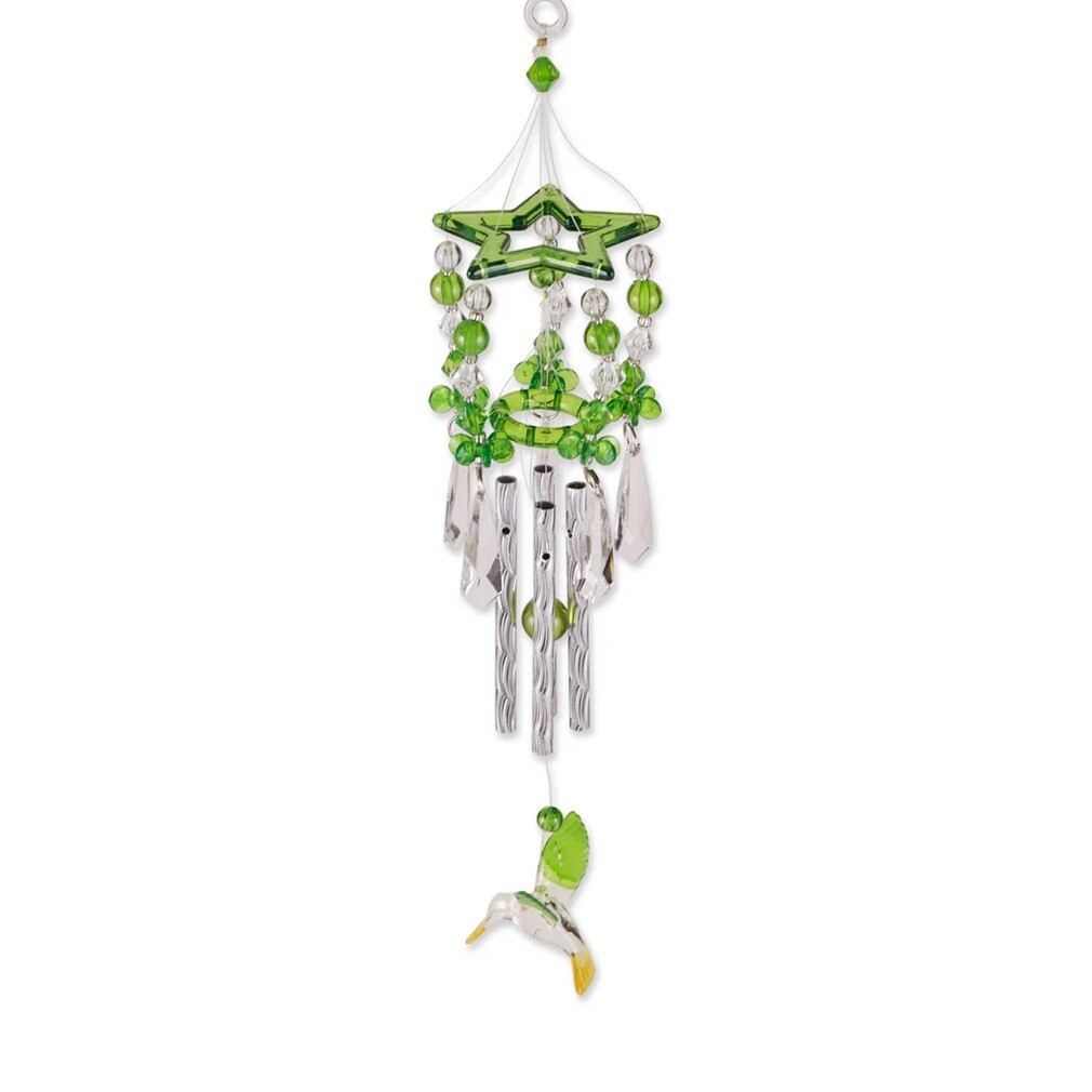 Wind Chime Green Hummingbird Acrylic and Metal Wind Chime 2.5" x 2.5" x 13" NEW gallery