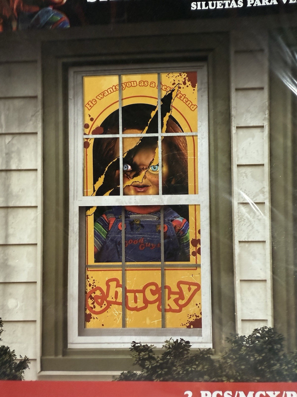NEW CHUCKY Window Silhouettes Life Size Decorations 2 pcs - 33.5 in. x 65 in. gallery