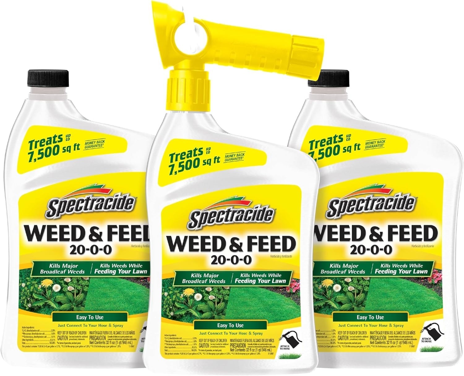 Weed & Feed 20-0-0, 3 Count, Easy to Use QuickFlip Sprayer, Kills Weeds While... gallery