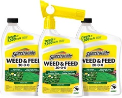 Weed & Feed 20-0-0, 3 Count, Easy to Use QuickFlip Sprayer, Kills Weeds While…