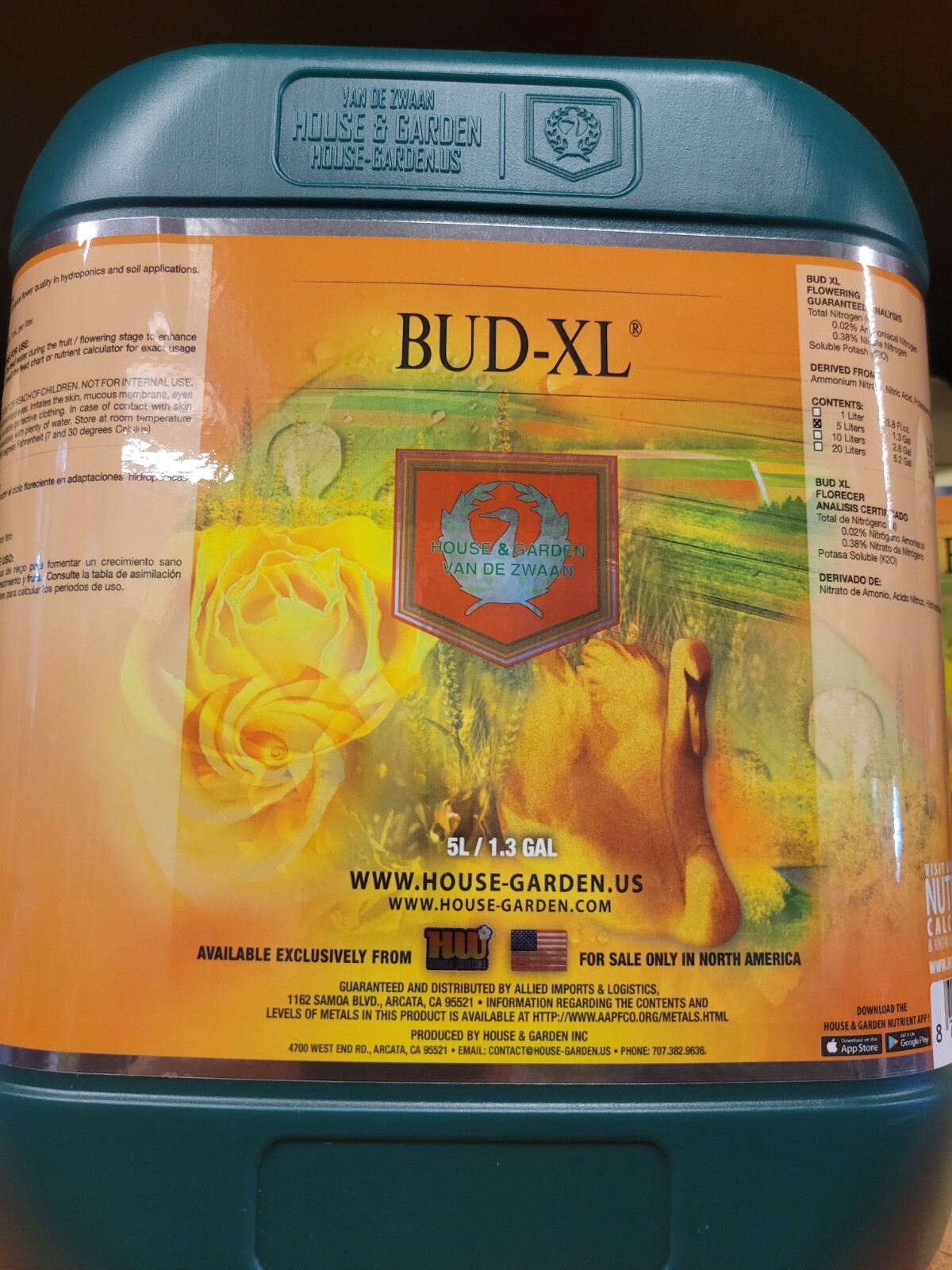 House & Garden - 5 Liters - 1.3 Gallons Bud-XL 0.4-0-0.2 Concentrated Supplement gallery