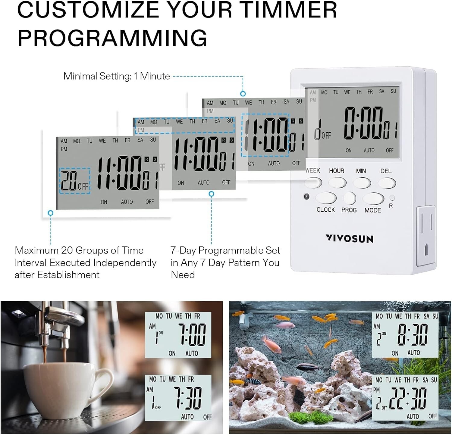 7 Day Timer Digital Programmable Electric Timer Indoor with Dual Outlet Switch gallery