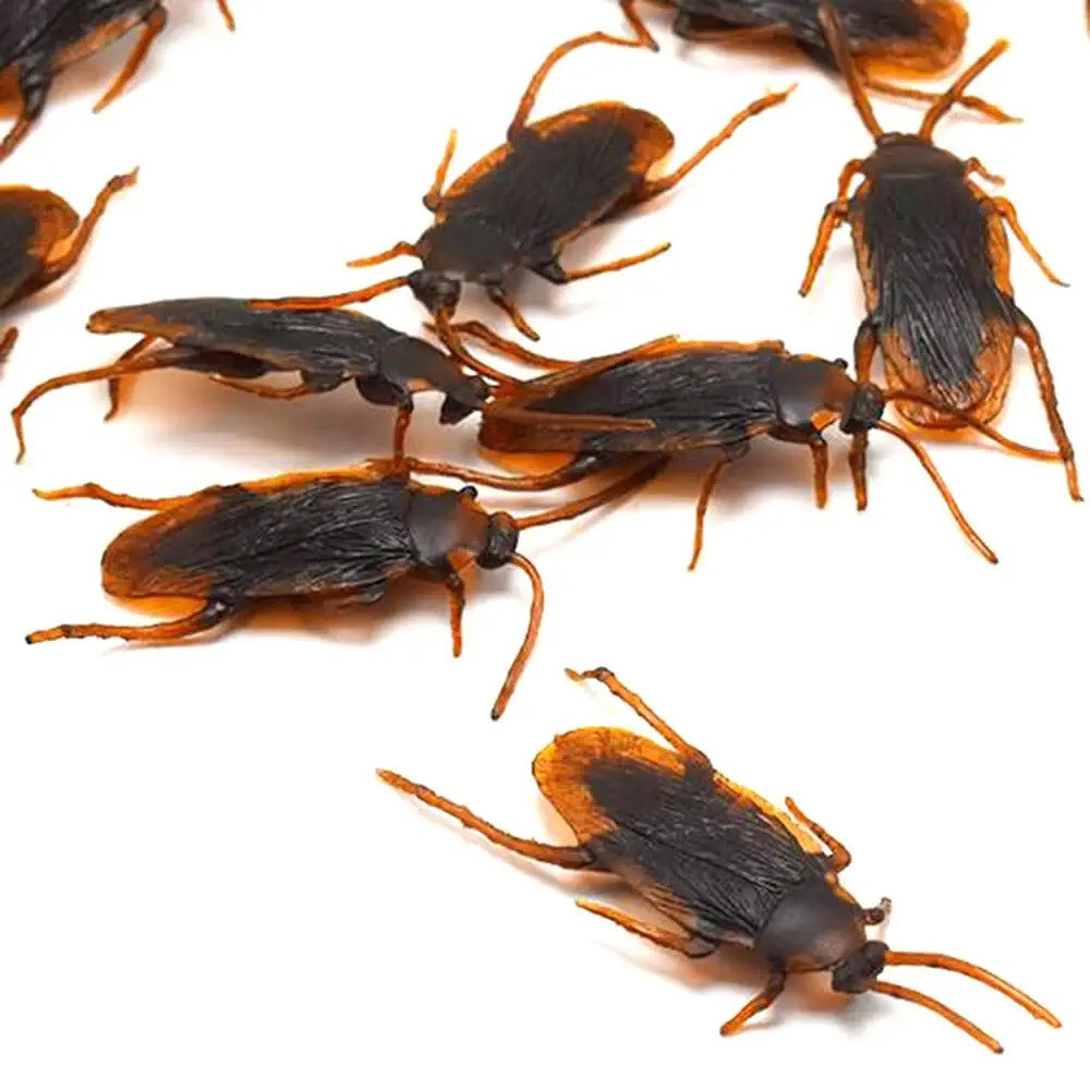 Prank Cockroaches Realistic Cock Roach Rubber Fake Creepy Bugs Gag Toy Joke 40pc gallery