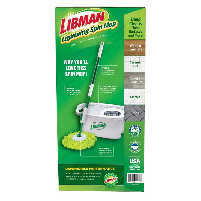 Libman Lightning Spin Mop System Plus 3 Refill Head | and White Bucket gallery