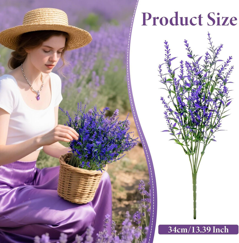 Artificial Lavender Flowers - 10 Pcs Artificial Flowers for Outdoors Faux Lavend gallery