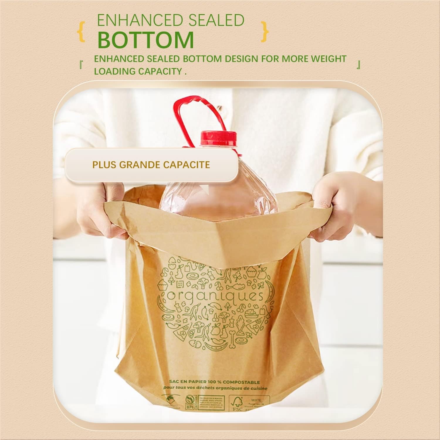 HYTREND 120 Compostable Kitchen Food Waste Bags Leak Resistant Certified gallery