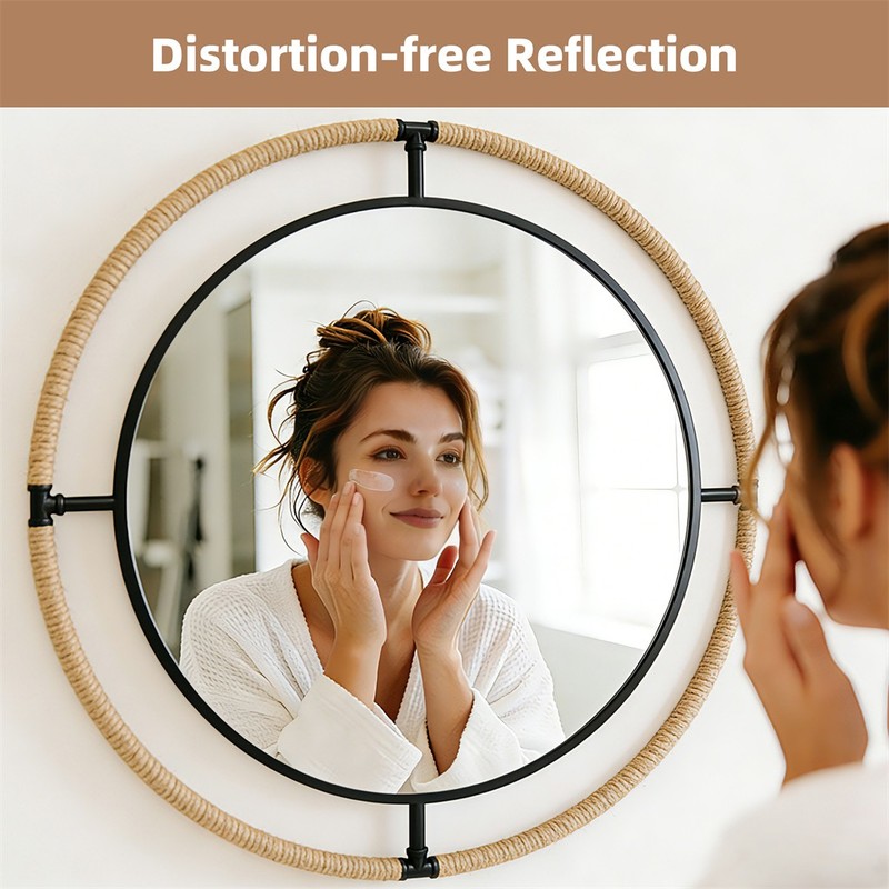 Large Nautical Round Wall Hanging Mirror Rope Coastal Decorative Mirror Entryway gallery