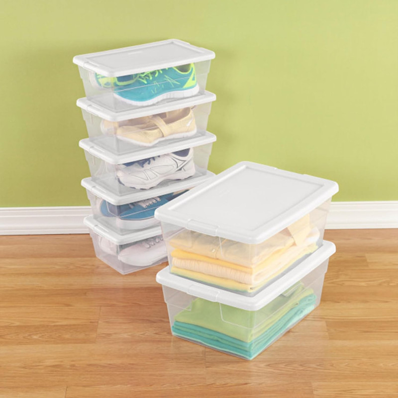 48-Pack Stackable Clear Storage Bins with Snap-On Lids for Home & Office gallery