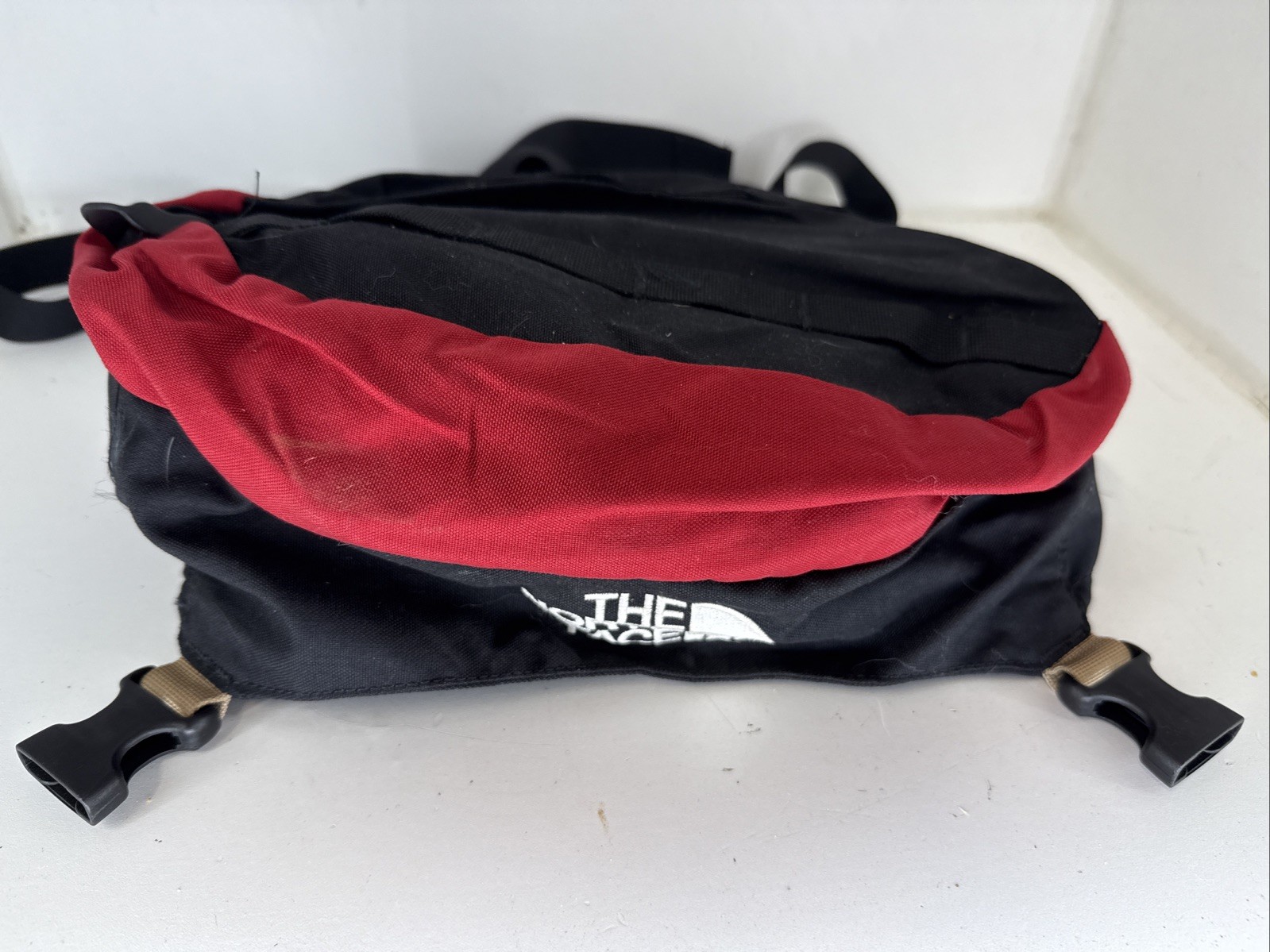 North Face Red / Black Hiking Pack Top Panel.
