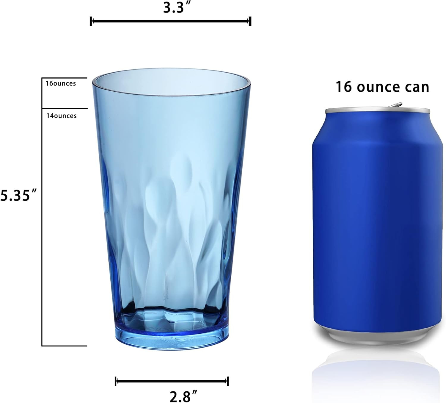 Unbreakable Plastic Drinking Glasses [Set of 6] Shatterproof Tumblers, Reusable gallery