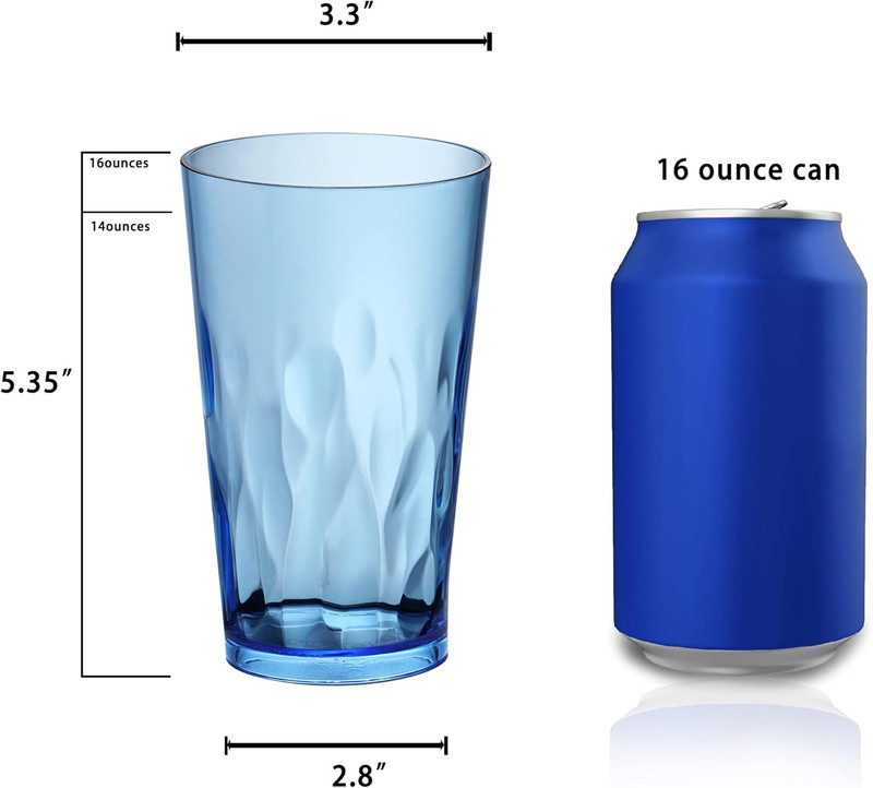 Unbreakable Plastic Drinking Glasses [Set of 6] Shatterproof Tumblers, Reusable gallery