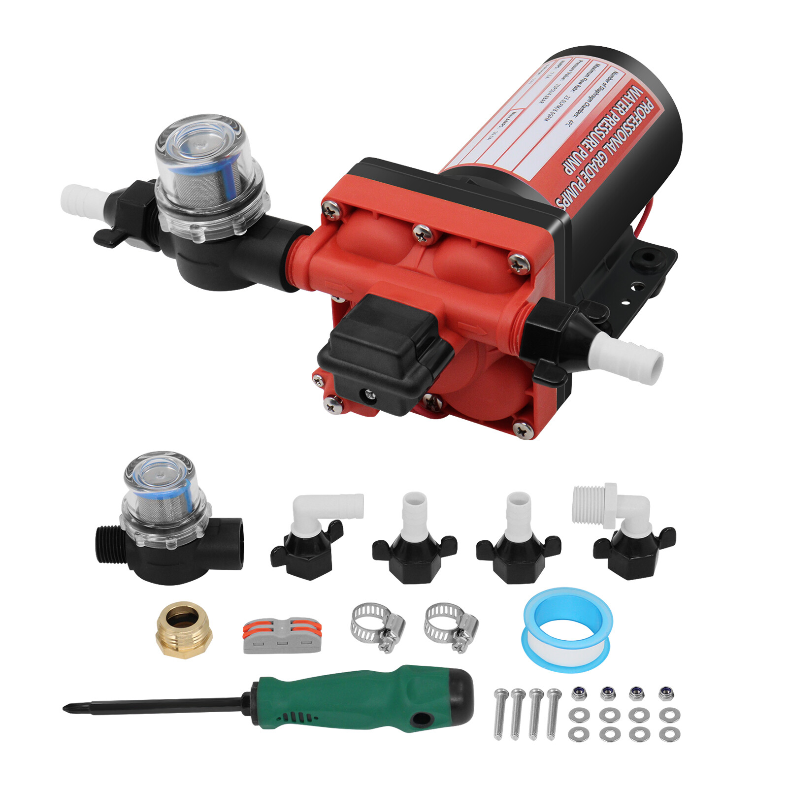 DC 12V 4 Chambers High Pressure RV Water Pump Self-Priming Diaphragm Pump 6GPM gallery
