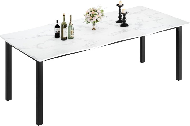 ✨71/79'' Rectangular MDF Top 15mm Thick Irregular Edge Dining Table for Kitchen gallery