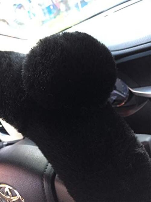 Universal Fluffy Steering Wheel Cover Fashion Cute Cartoon Shape 15 inch BLACK gallery
