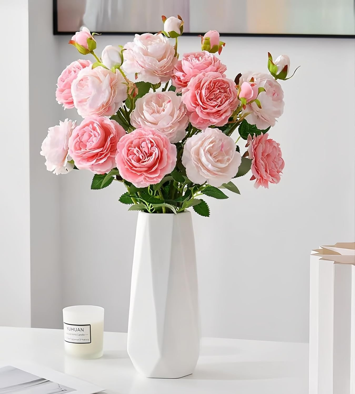 Small White vase,7.5 inch Ceramic Flower Vases Minimalism Style for Modern Table gallery