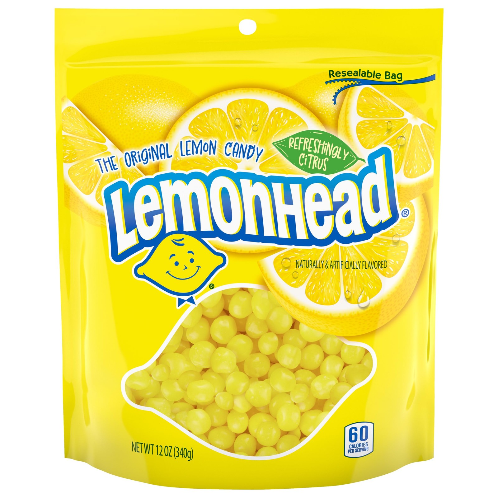 Lemonhead Hard Lemon Candy, Refreshingly Citrus, Resealable Bag, 12 oz gallery