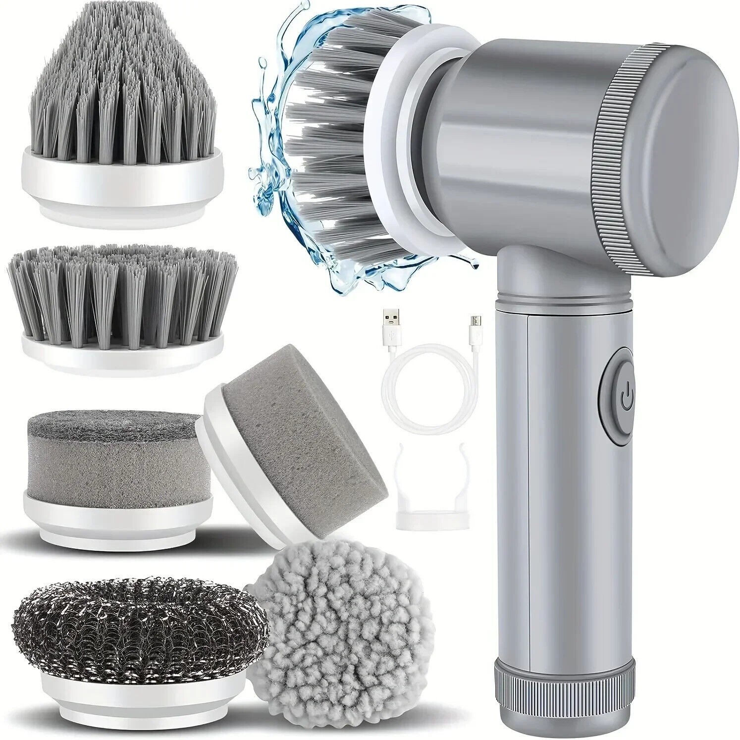 Electric Spin Scrubber - Cordless Rechargeable Cleaning Brush with 6 Brush Heads gallery