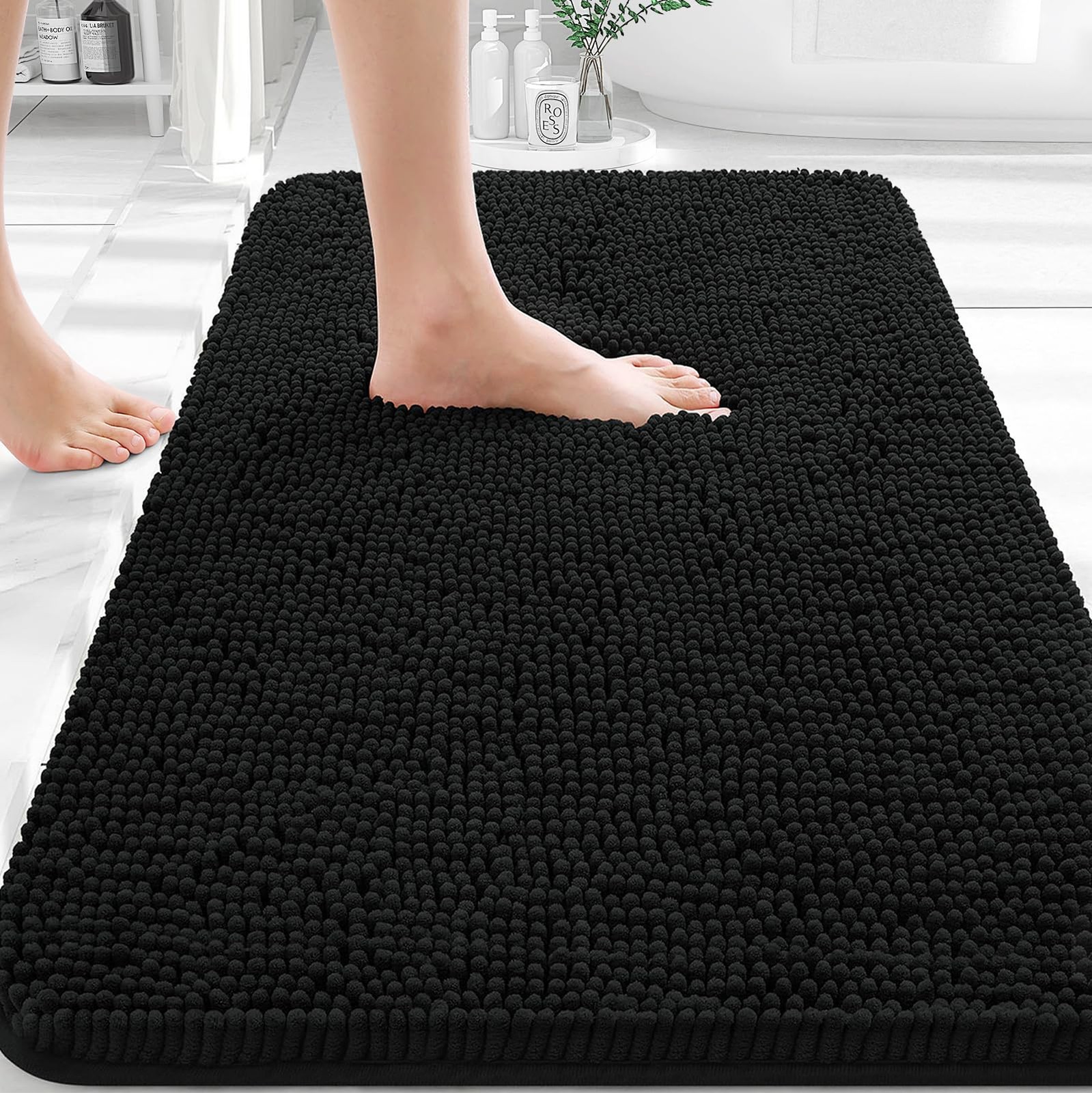 Bathroom Rugs 32x20, Extra Soft Absorbent Chenille Bath Rugs, Rubber Backing ... gallery