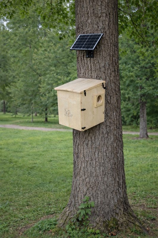 Extra Large Handmade Squirrel House with Camera and Solar – Outdoor Nesting Box gallery