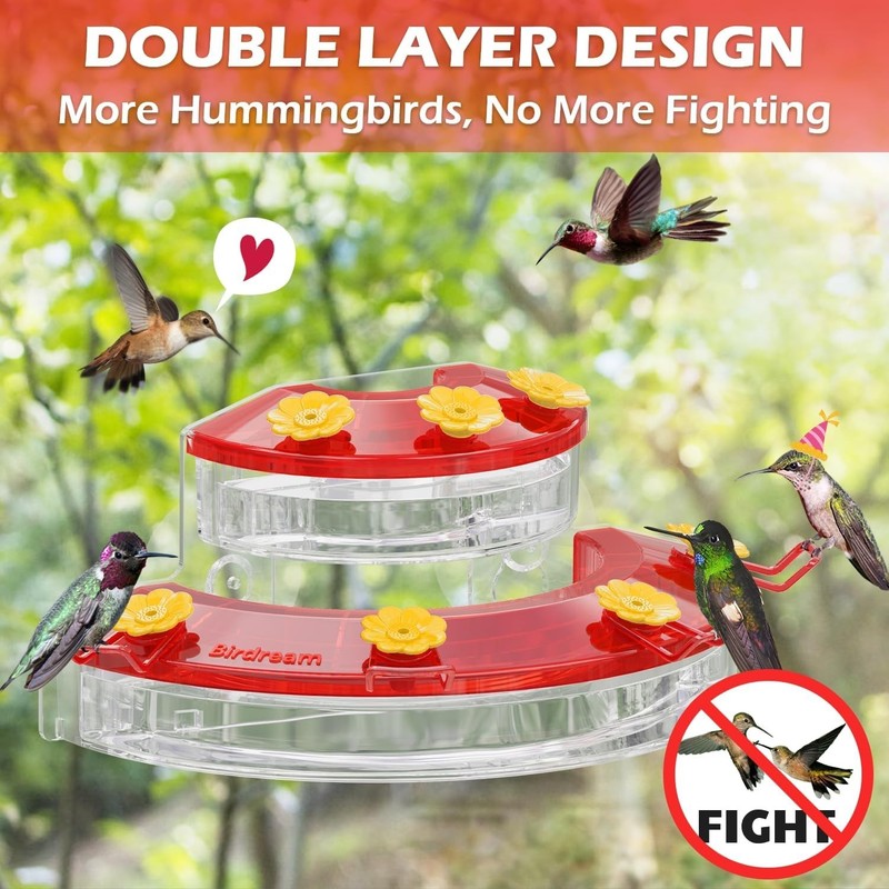 Birdream 2 Pack Window Hummingbird Feeders for Outdoors, with 2 Pack, Red gallery