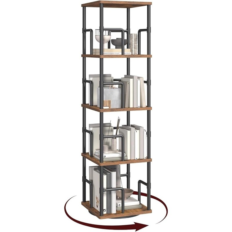Rotating 5-Tier Corner Bookshelf Space Saving Multi-Purpose Storage Shelf New gallery