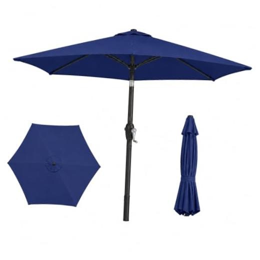 7.5ft Patio Umbrella, Outdoor Table Market Umbrella with Smooth Crank Navy gallery