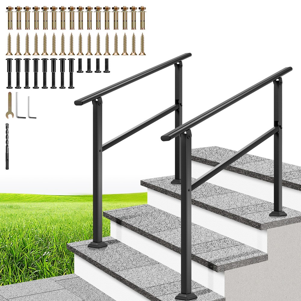2Pack 3 Step HandRails for Outdoor Steps Galvanized Steel Railing for Porch Deck