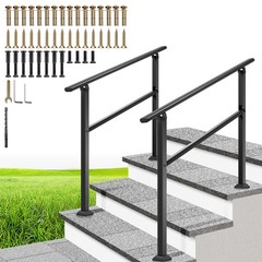 2Pack 3 Step HandRails for Outdoor Steps Galvanized Steel Railing for Porch Deck