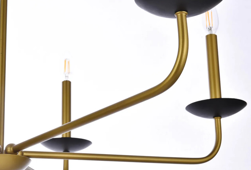 Chandelier Ceiling Light Fixture Brass and Black Living Room or Dining Room 42" gallery
