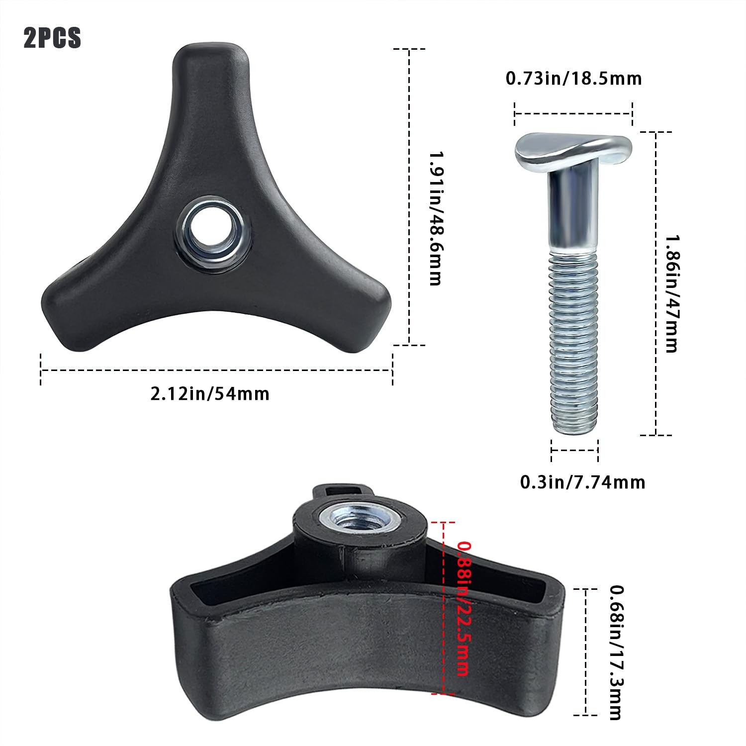 2 Sets Lawn Mower Handle Bolts, Triangle Screw Replacement for Black gallery